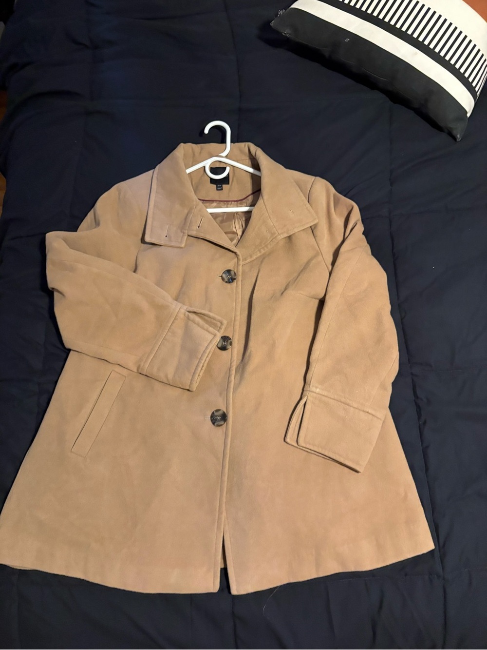 Lane Bryant Camel Tan Single-Breasted Trench Coat